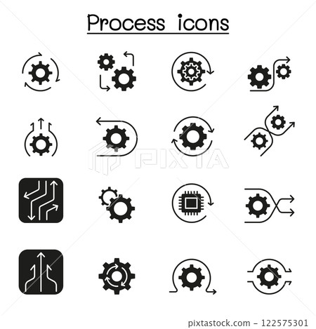 Process icon set in glyph style 122575301