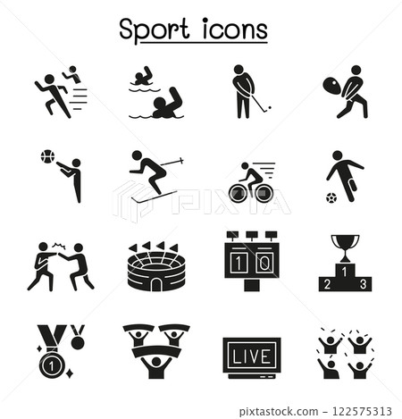 Sport icon set in glyph style 122575313