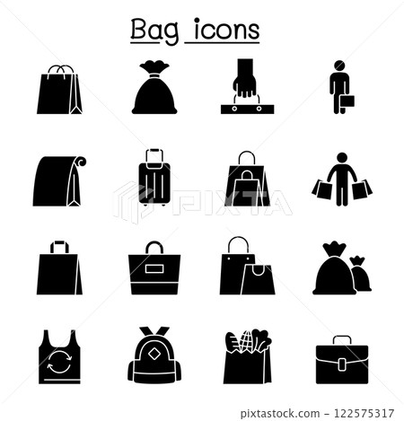 Bag icon set in glyph style Bag icon set in glyph style 122575317