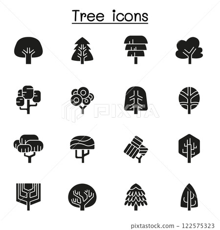 Tree icon set in glyph style 122575323