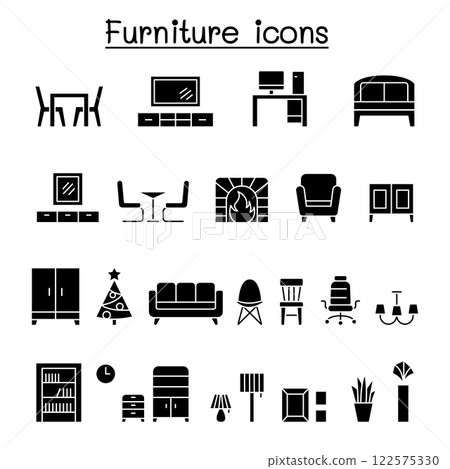 Furniture icon set in glyph style Furniture icon set in glyph style 122575330