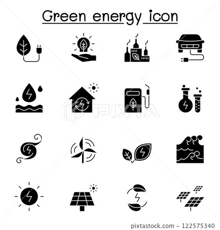 Green energy icon set in glyph style Green energy icon set in glyph style 122575340