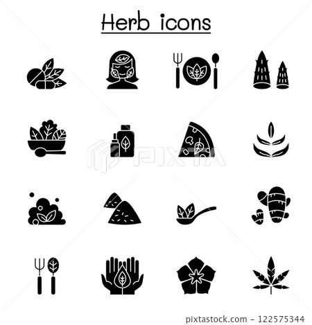 Herb icon set in glyph style 122575344