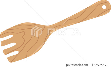 Simple and elegant wooden spoon fork for serving salad lying on a white background, perfect for showcasing healthy eating and eco friendly kitchenware Simple and elegant wooden spoon fork for serving salad lying on a white background, perfect for showcasing healthy eating and eco friendly kitchenware 122575379