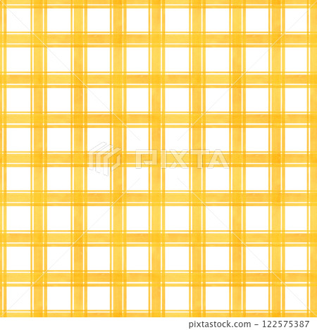 Watercolor yellow narrow and wide stripes checkered pattern isolated on white background. Plaid tartan texture illustration. Hand drawn brush stroke gingham ornate. For summer kitchen textiles. Watercolor yellow narrow and wide stripes checkered pattern isolated on white background. Plaid tartan texture illustration. Hand drawn brush stroke gingham ornate. For summer kitchen textiles. 122575387