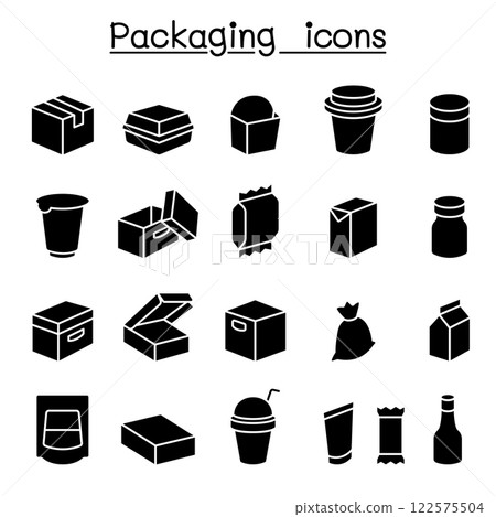 Package icon set in glyph style 122575504