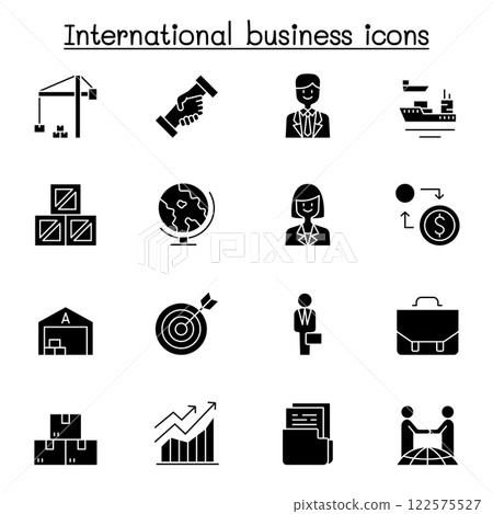 International business icon set in glyph style 122575527