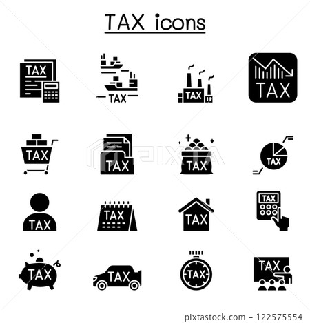 Tax icon set in glyph style 122575554