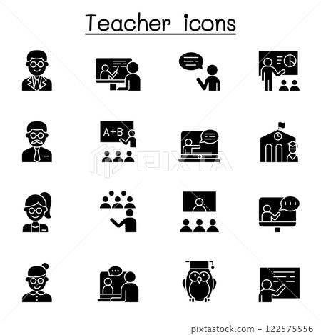 Teacher icon set in glyph style Teacher icon set in glyph style 122575556