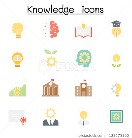 Knowledge icon set in flat color style Knowledge icon set in flat color style 122575560