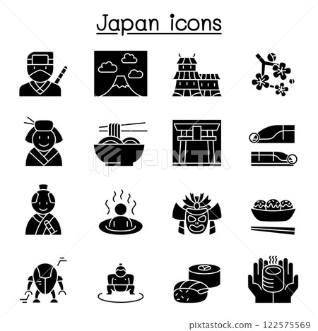 japan icon set in glyph style 122575569