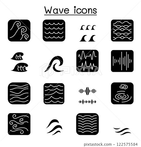 Wave icon set in glyph style 122575584