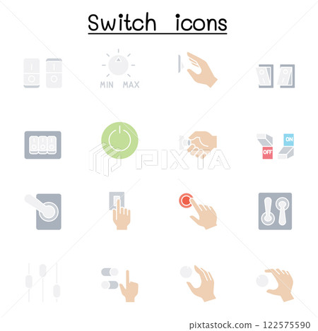 Switch icon set in flat color style 122575590