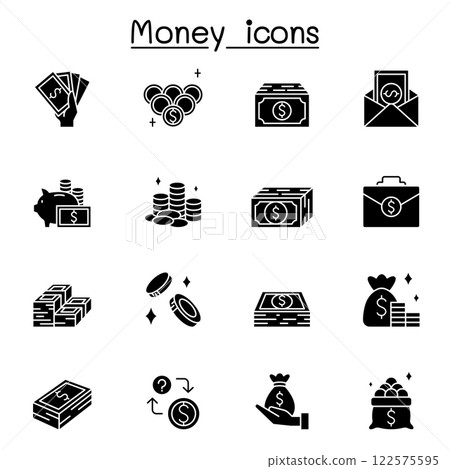 Money icon set in glyph style 122575595