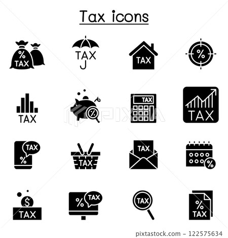 Tax icon set in glyph stlye Tax icon set in glyph stlye 122575634
