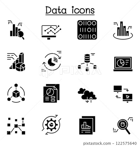 Data icon set in glyph style 122575640