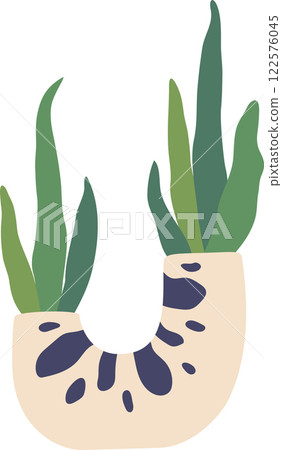 U shaped pot containing growing sansevieria plants forming the letter u, simple and modern design perfect for educational and decorative purposes, representing nature, growth, and the alphabet U shaped pot containing growing sansevieria plants forming the letter u, simple and modern design perfect for educational and decorative purposes, representing nature, growth, and the alphabet 122576045