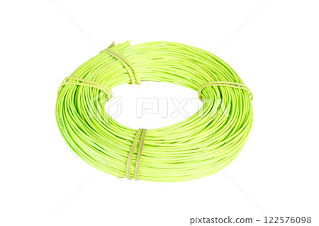 A decorative skein of green rattan rods ideal for floral arrangements and art projects A decorative skein of green rattan rods ideal for floral arrangements and art projects 122576098