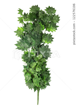 A realistic artificial maple branch adorned with vibrant green leaves 122576106