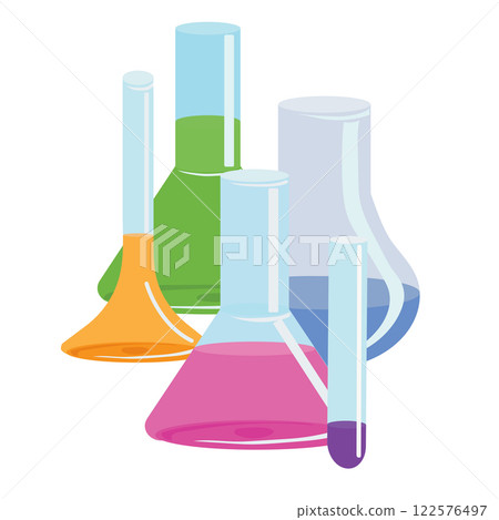 The chemical flask is toxic. Flat illustration of chemical flask toxic set. Vector illustration for your design, isolated on a white background. The chemical flask is toxic. Flat illustration of chemical flask toxic set. Vector illustration for your design, isolated on a white background. 122576497