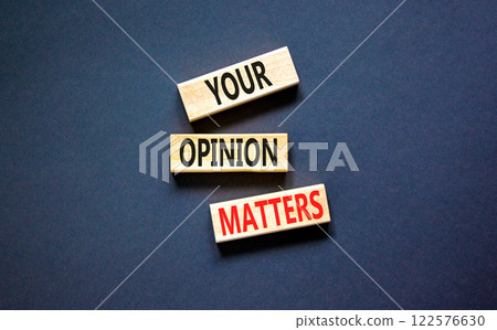 Your opinion matters symbol. Concept words Your opinion matters on beautiful wooden blocks. Beautiful black table black background. Business your opinion matters concept. Copy space. Your opinion matters symbol. Concept words Your opinion matters on beautiful wooden blocks. Beautiful black table black background. Business your opinion matters concept. Copy space. 122576630