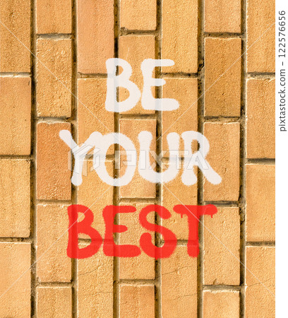 Motivational be your best symbol. Concept words Be your best on beautiful brown brick wall. Beautiful brown brick wall background. Business motivational be your best concept. Copy space. 122576656