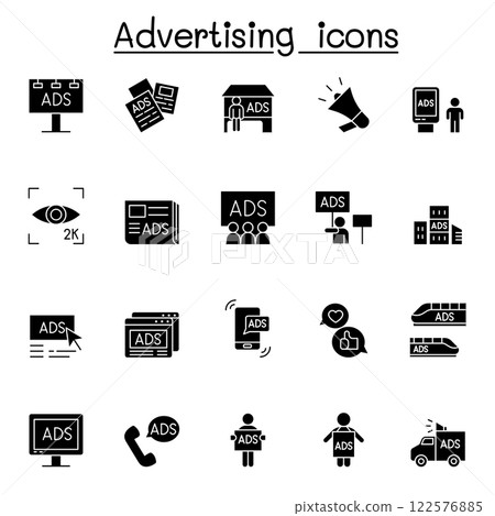 Advertising icon set in glyph style Advertising icon set in glyph style 122576885