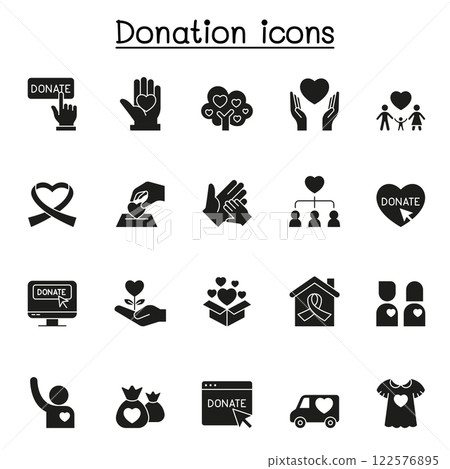 Charity and Donation icon set in glyph style Charity and Donation icon set in glyph style 122576895