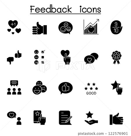 Set of Customer Feedback icon. contains such icon as review, comment, Loyalty, customer relationship management, satisfaction and more Set of Customer Feedback icon. contains such icon as review, comment, Loyalty, customer relationship management, satisfaction and more 122576901