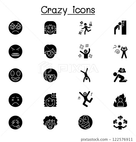 Crazy icon set in glyph style 122576911