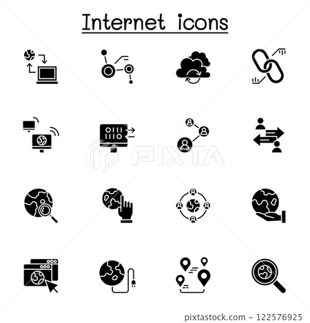 Internet connection icon set in glyph style 122576925