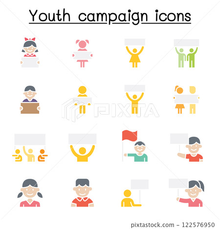Youth campaign related vector icon. contains such icon as banner, placard, advertising, teen, protest, demand, boy, girl, poster, youth day and more. Youth campaign related vector icon. contains such icon as banner, placard, advertising, teen, protest, demand, boy, girl, poster, youth day and more. 122576950