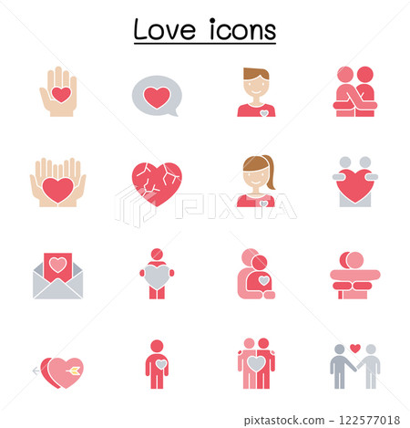 Love icon set in flat color style Love icon set in flat color style 122577018