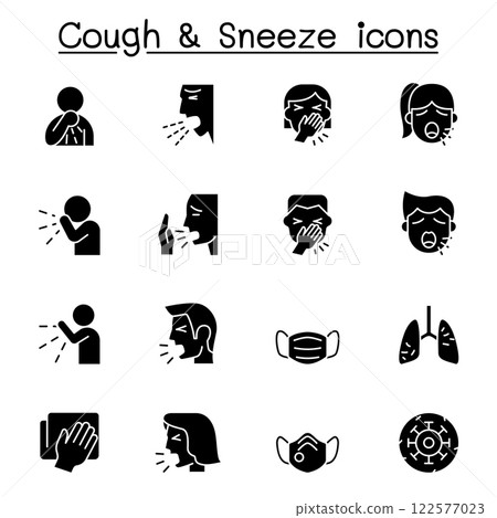 Cough and Sneeze icon set in glyph style 122577023
