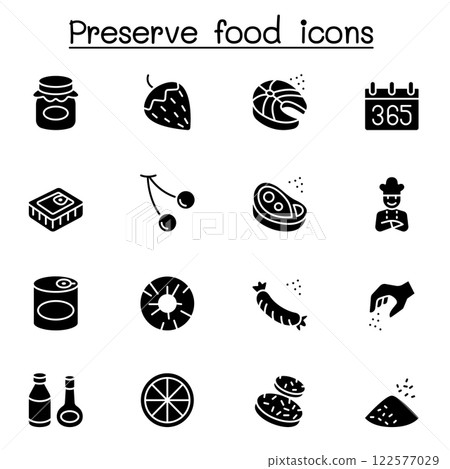 Preserved food icon set in glyph style 122577029