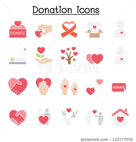 Donation icon set in flat color style Donation icon set in flat color style 122577056