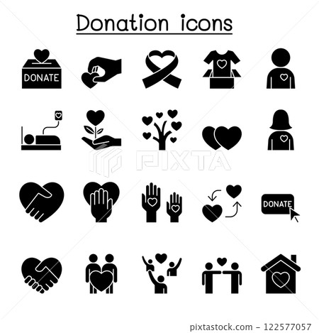 Donation icon set in glyph style 122577057