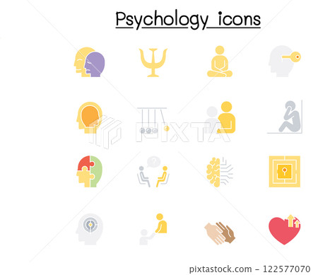 Psychology icon set in flat color style 122577070