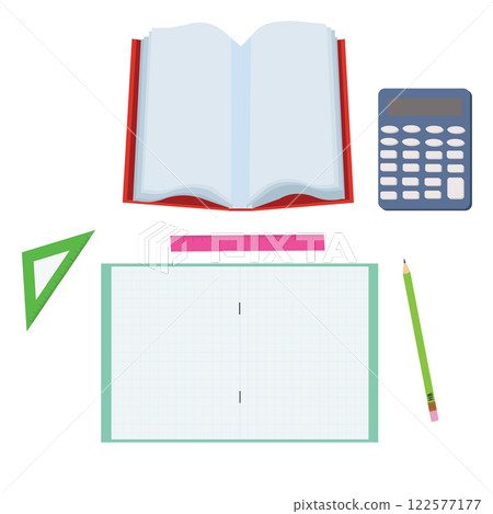 Mathematics lesson icons set. Vector illustration isolated on white background. 122577177
