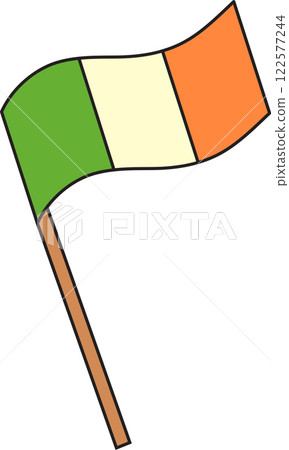 St. Patrick's Day, Irish flag, green, white, orange, retro vintage style, vector flat icon isolated on a white transparent background St. Patrick's Day, Irish flag, green, white, orange, retro vintage style, vector flat icon isolated on a white transparent background 122577244