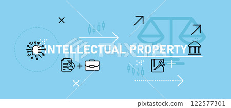 Intellectual Property conceptual company ownership license management patent development brand copyright trademark business design icon outline Intellectual Property conceptual company ownership license management patent development brand copyright trademark business design icon outline 122577301