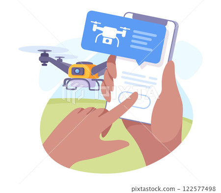 Farming Technology with Hand Use Smartphone App Vector Illustration 122577498