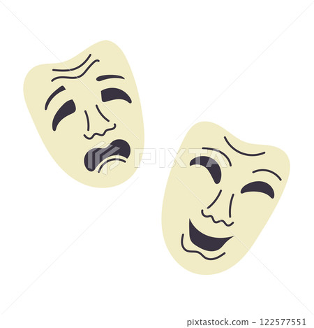 Flat illustration of two theatrical masks 122577551