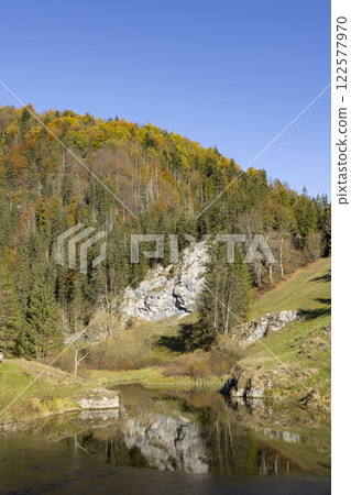 Landscape near Dedinky and Stratena with Hnilec river, National Park Slovak Paradise, Slovakia 122577970