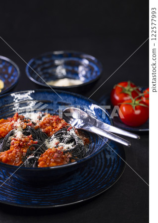 Italian still life with pasta and tomatoes 122577993