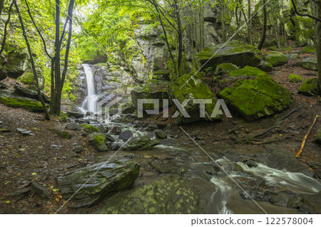 Starohutiansky waterfall near Nova Bana and Zarnovica, Pohronsky Inovec mountains, Slovakia Starohutiansky waterfall near Nova Bana and Zarnovica, Pohronsky Inovec mountains, Slovakia 122578004