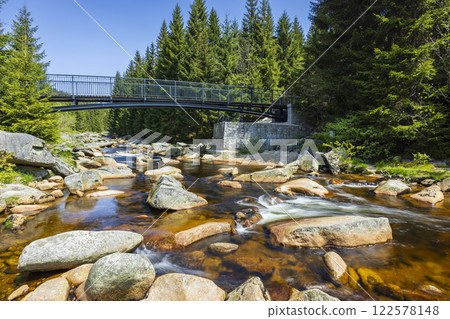 Spring landscape near Karlovsky most, Czech and Poland border, Jizerky mountains, Czech Republic 122578148