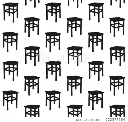 Vector seamless pattern of stool silhouette 122578264