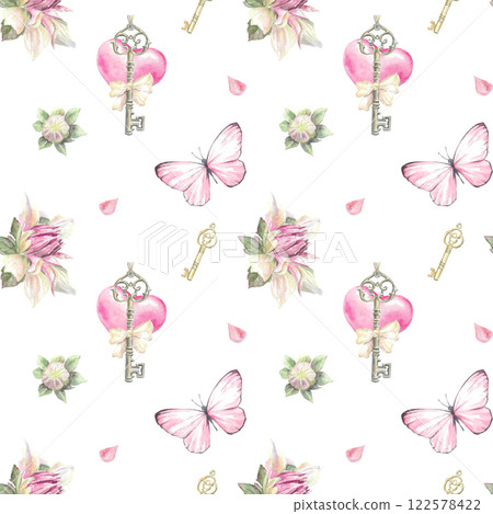 seamless pattern with pink butterfly seamless pattern with pink butterfly 122578422