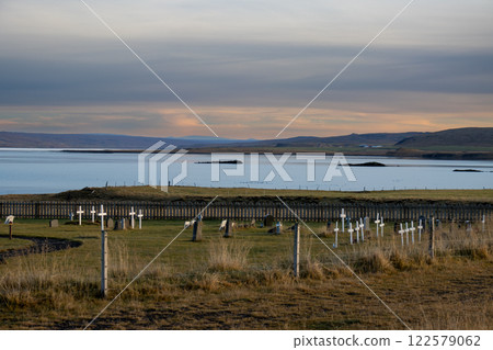 Small cemetery beside a fjord, Iceland 122579062